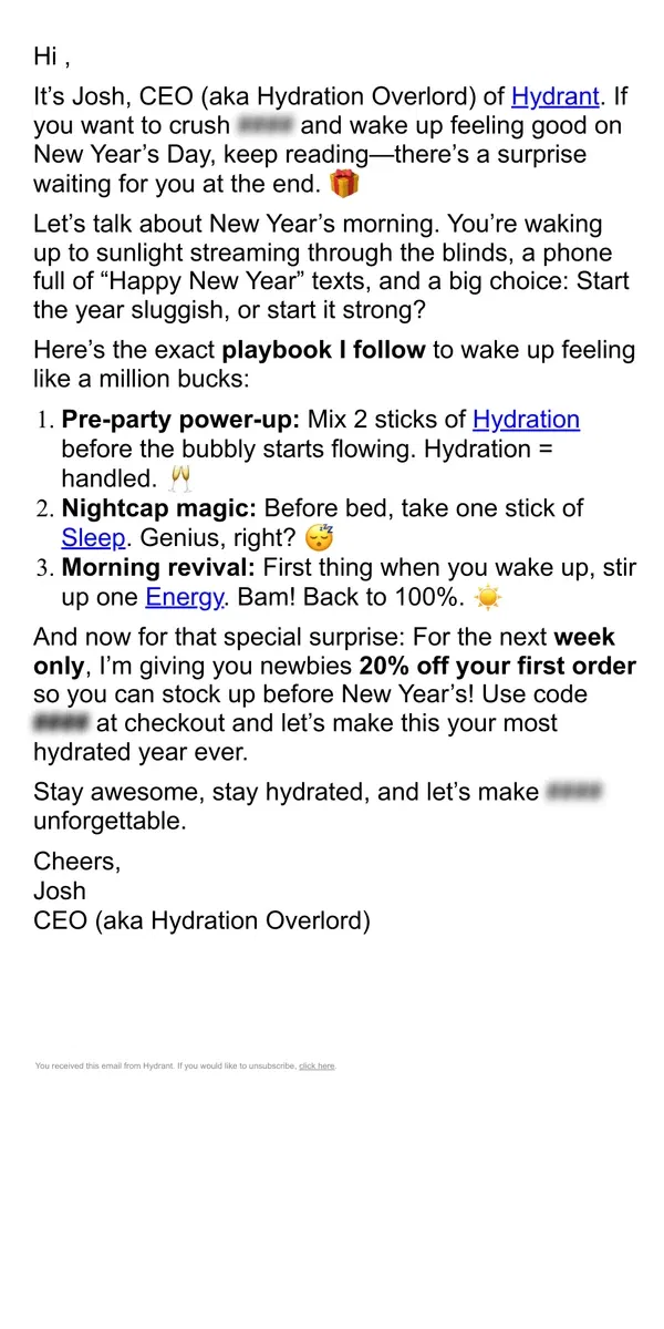 Email from Hydrant. My gift to you.