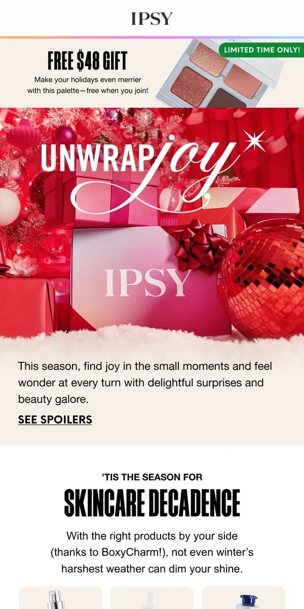 Email from BoxyCharm by IPSY. December is looking merry & bright ❄️✨🎁