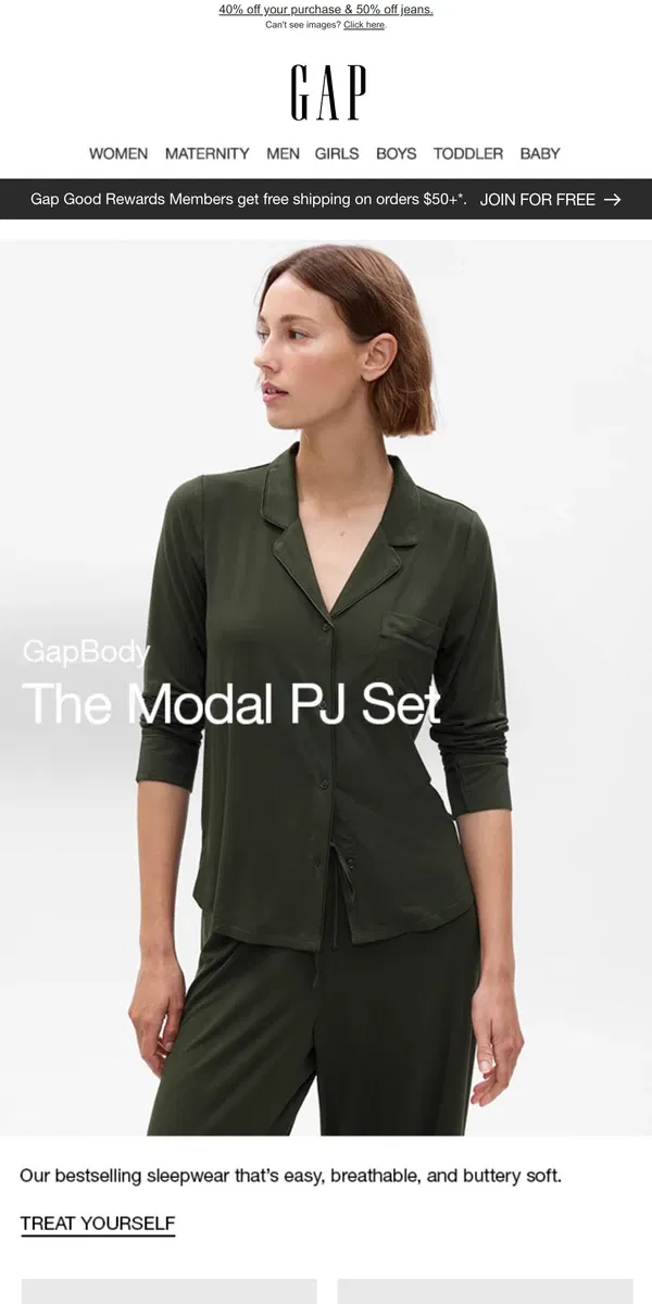 Email from GAP. Modal PJs = BEST PJs