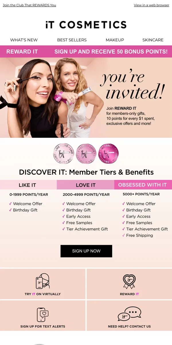 Email from IT Cosmetics. Have You Joined REWARD IT?