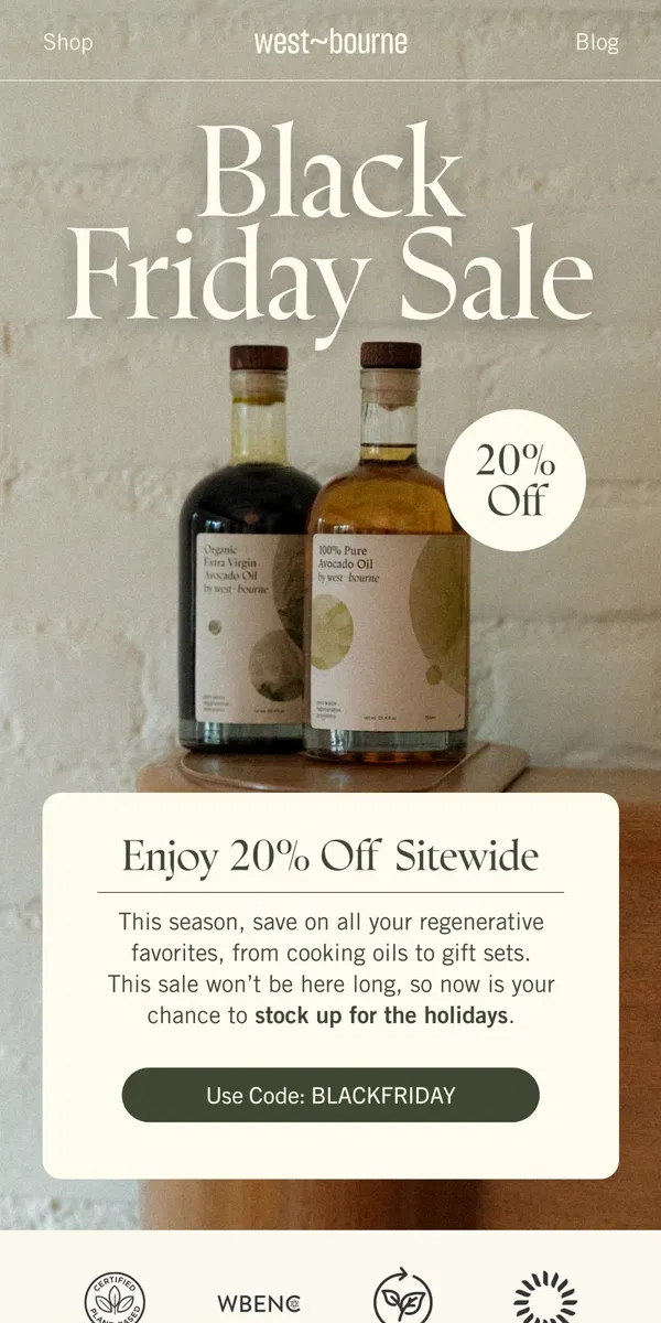 Email from west-bourne. Enjoy 20% Off Sitewide!