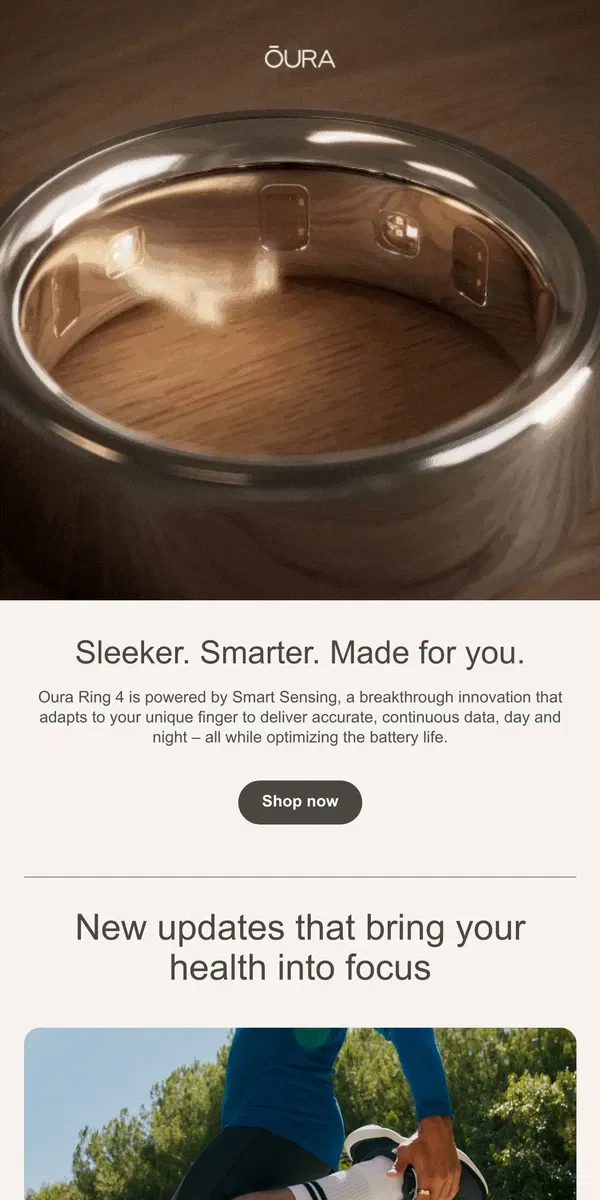 Email from Oura. Feel good from the inside out 🌟
