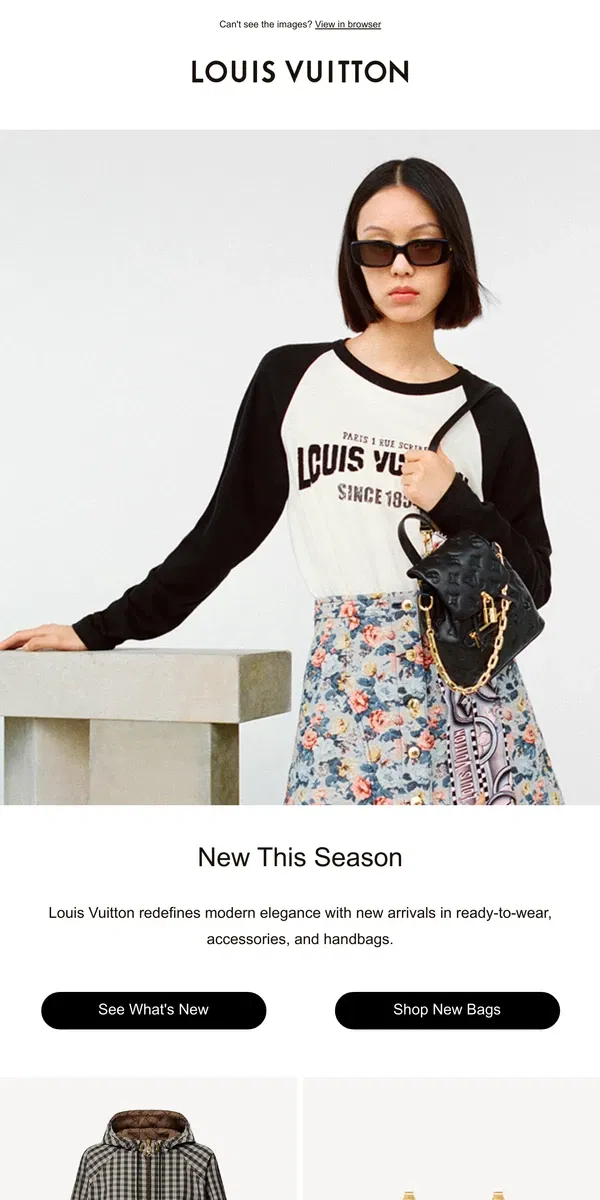 Email from Louis Vuitton. New Styles For February