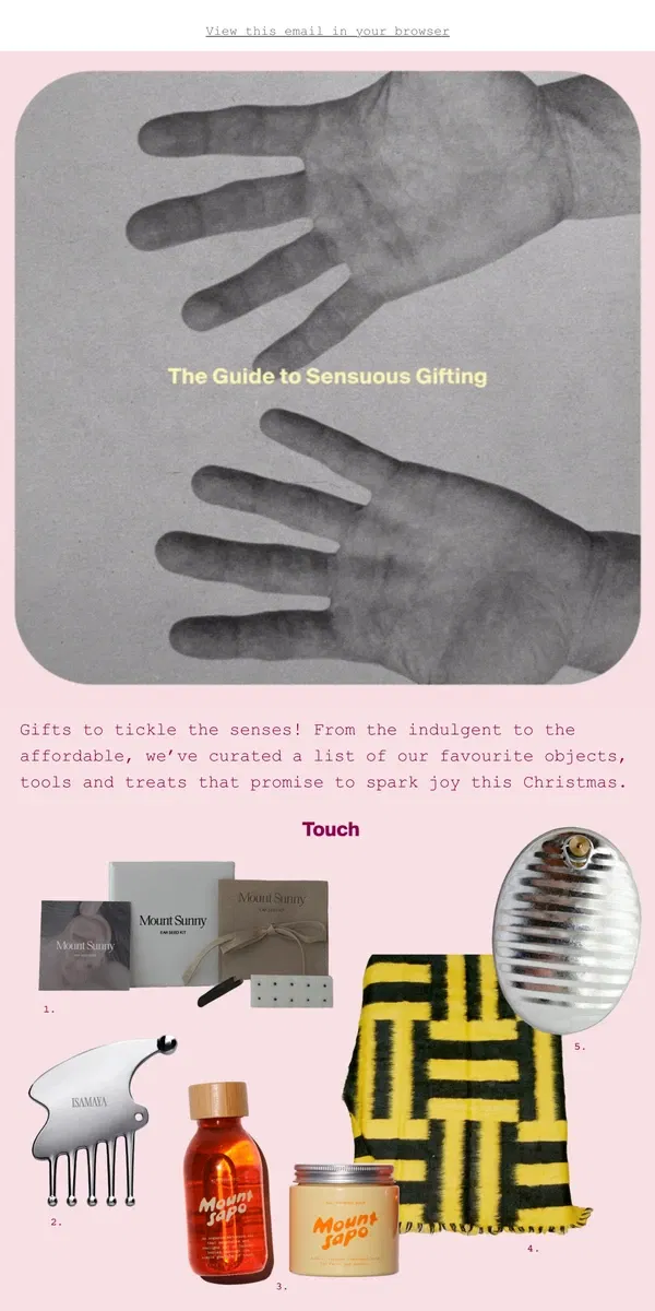 Email from Mount Sapo. The Guide to Sensuous Gifting