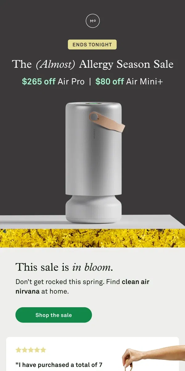 Email from Molekule. Your allergies are begging you to shop this sale