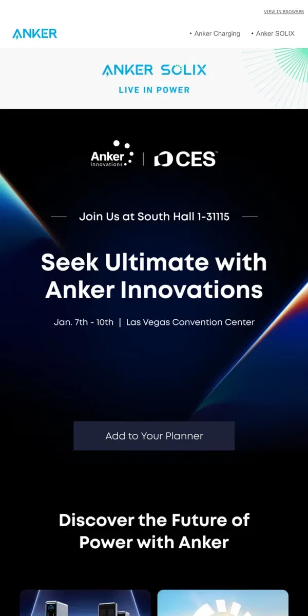 Email from Anker. Anker Invites You to CES 2025 🎉