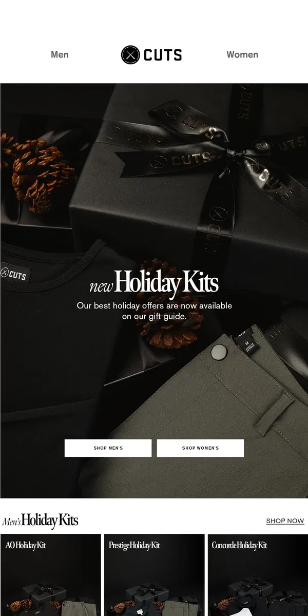 Email from Cuts. His & Hers Holiday Kits | 30% Off 🎁