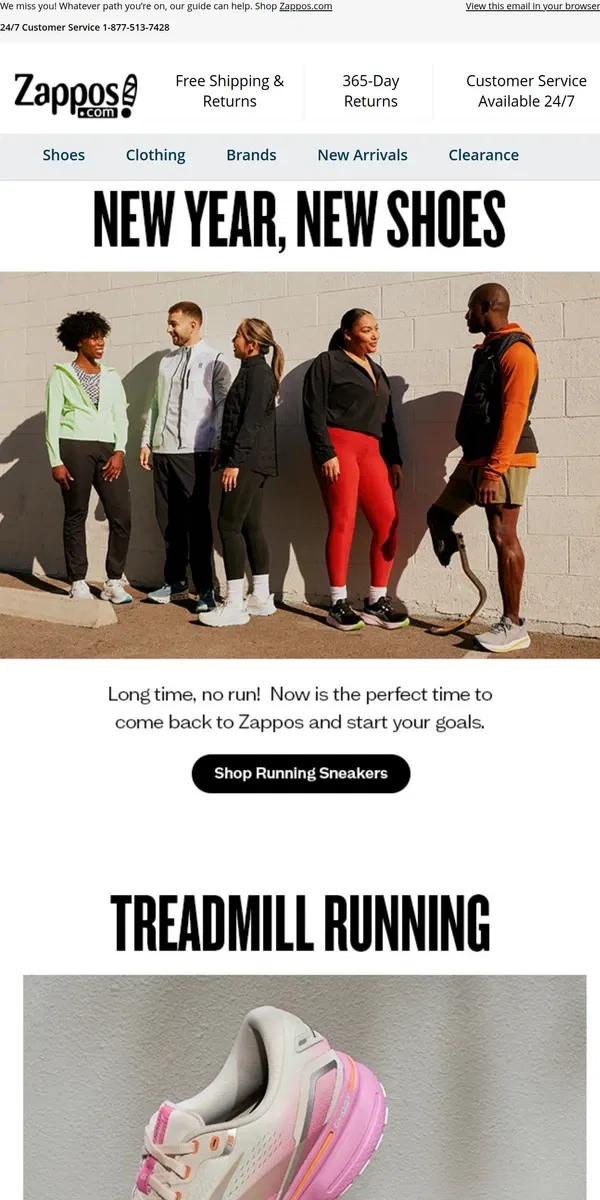 Email from Zappos. Let’s Start Fresh: 2024 Running Sneakers Guide