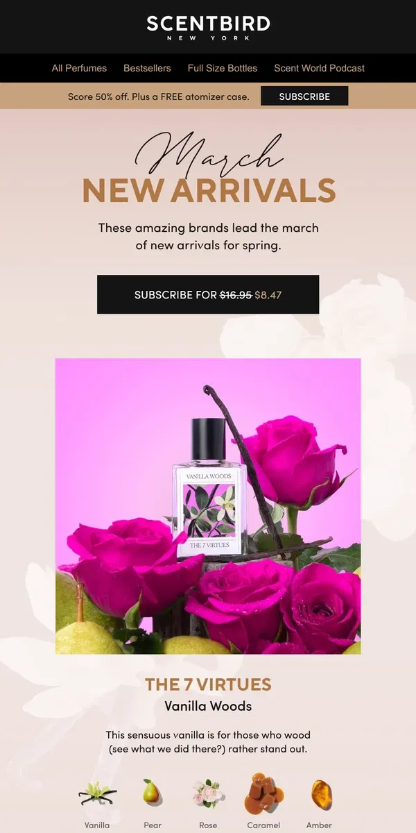 Email from Scentbird. New Arrivals to Switch Up Your Vibe