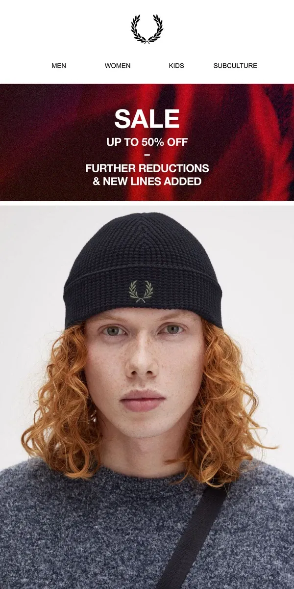 Email from Fred Perry. Sale: Further Reductions Now Live