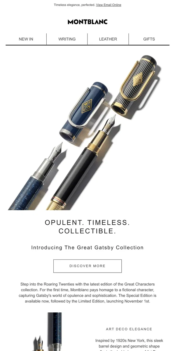 Email from Montblanc. Exclusive First Look: The Great Gatsby Collection