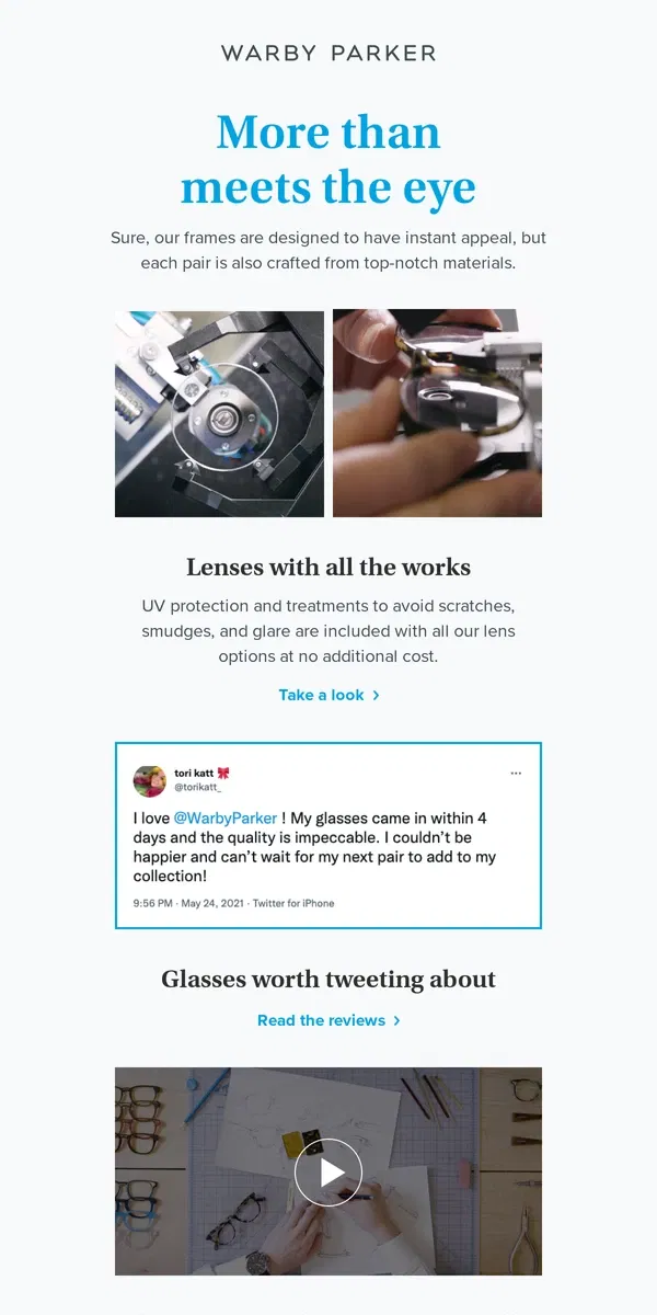 Email from Warby Parker. We have high standards