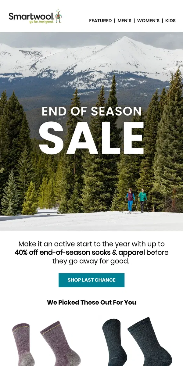 Email from Smartwool. Up to 40% off