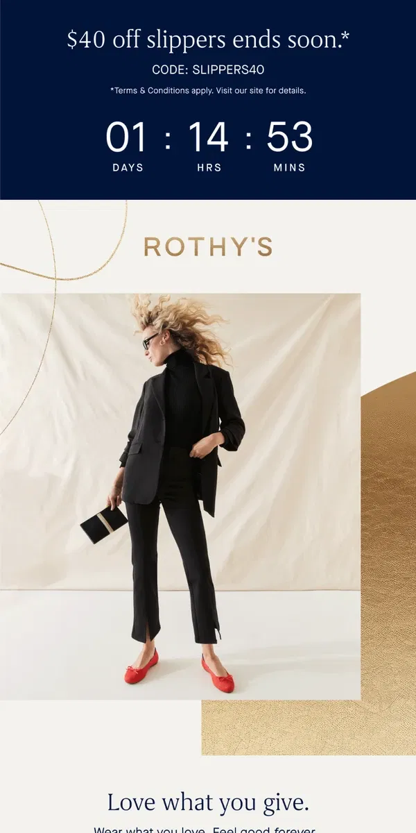 Email from Rothy's. Iconic styles = iconic gifts. 🎁