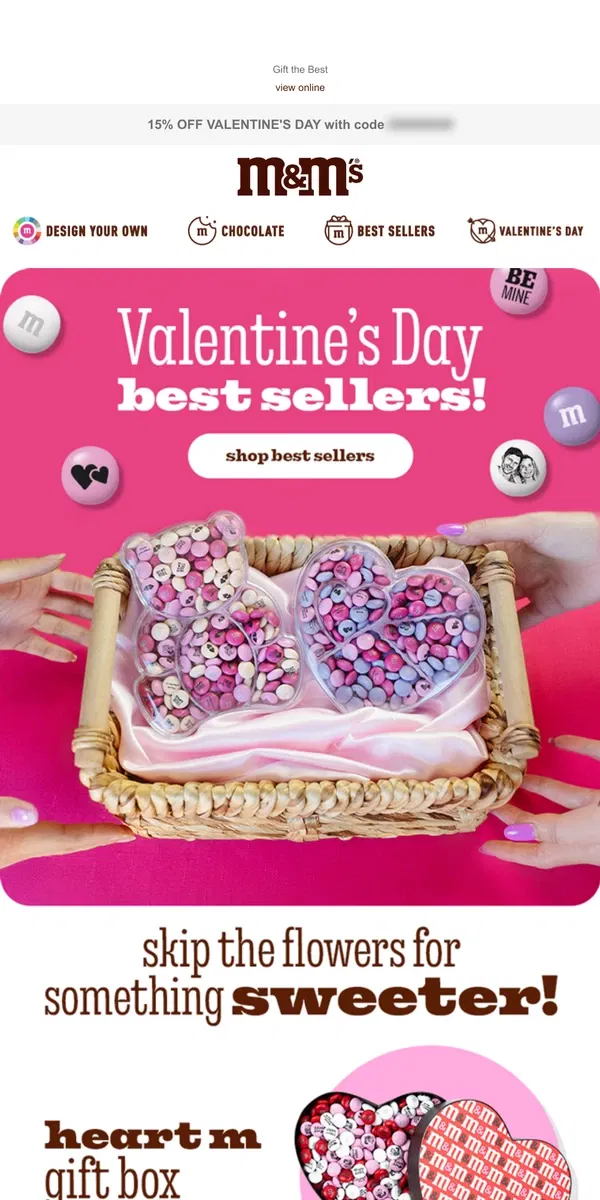 Email from M&M's. Best-Selling Sweets for Your Valentine