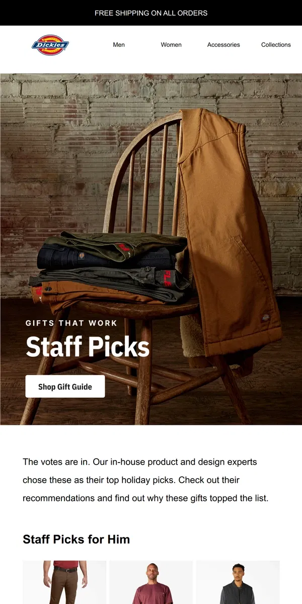 Email from Dickies. Gift Guide Picks: The Experts Voted 🗳️