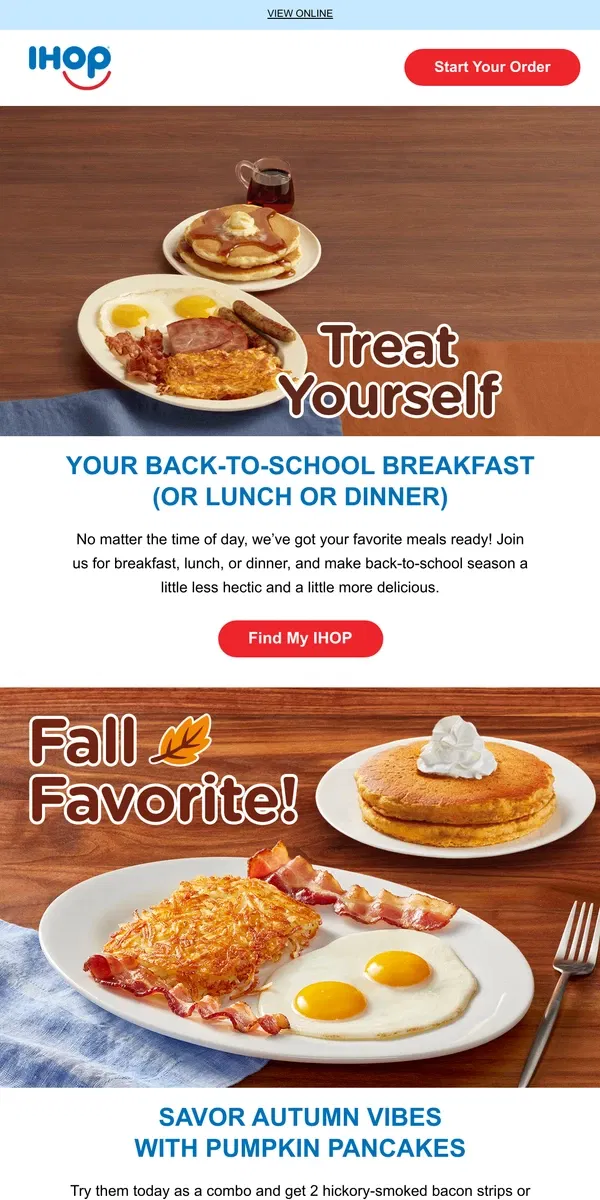 Email from IHOP. 🍂Celebrate Fall with Pumpkin Pancakes & Spooky Fun