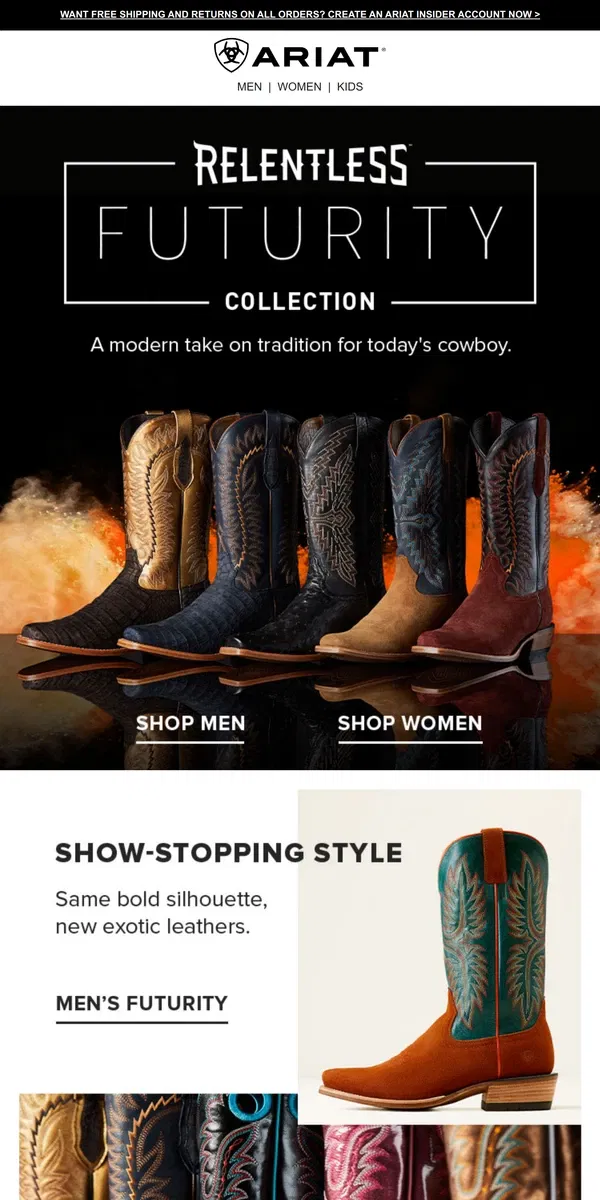 Email from Ariat. Want a Bolder Boot? Meet Futurity