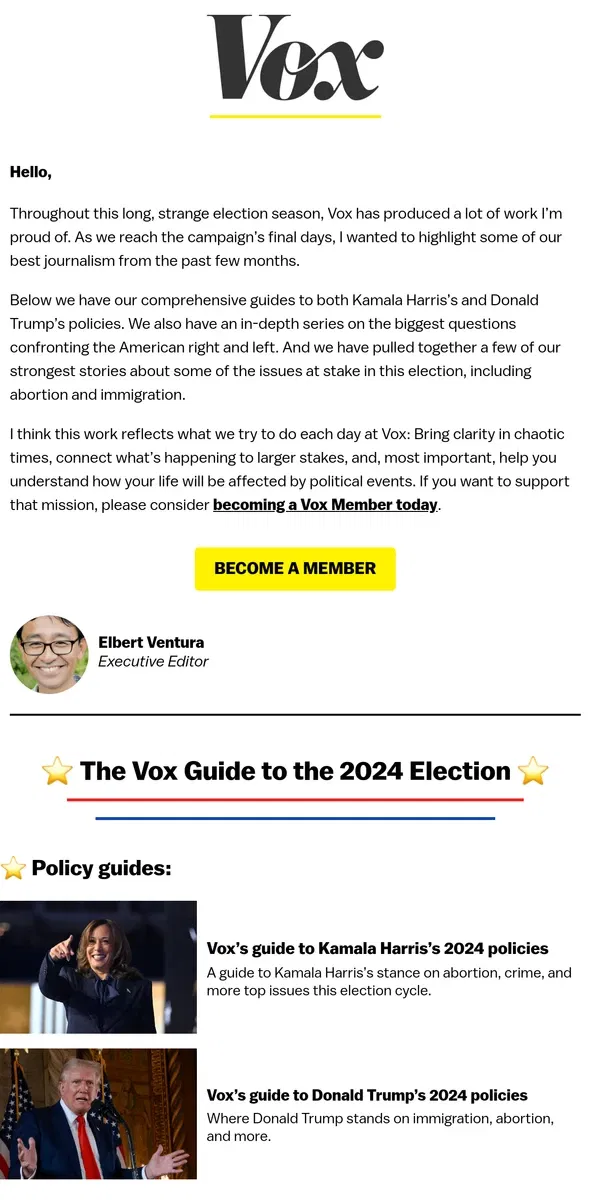 Email from Vox. Your comprehensive guide to the 2024 election