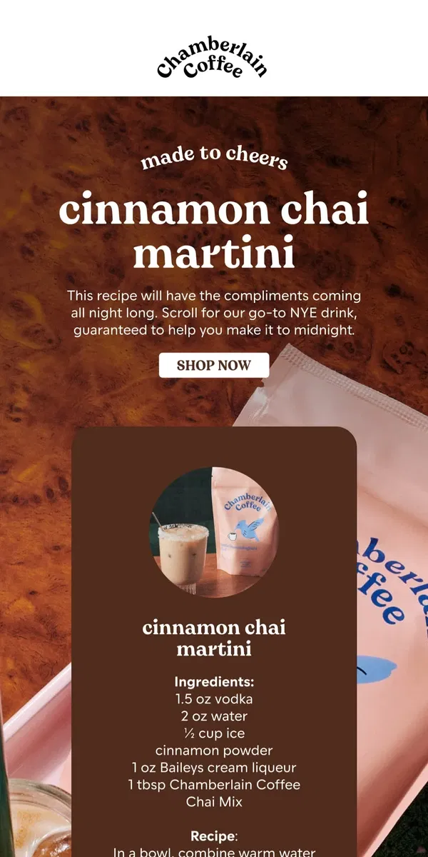 Email from Chamberlain Coffee. how to make it to midnight