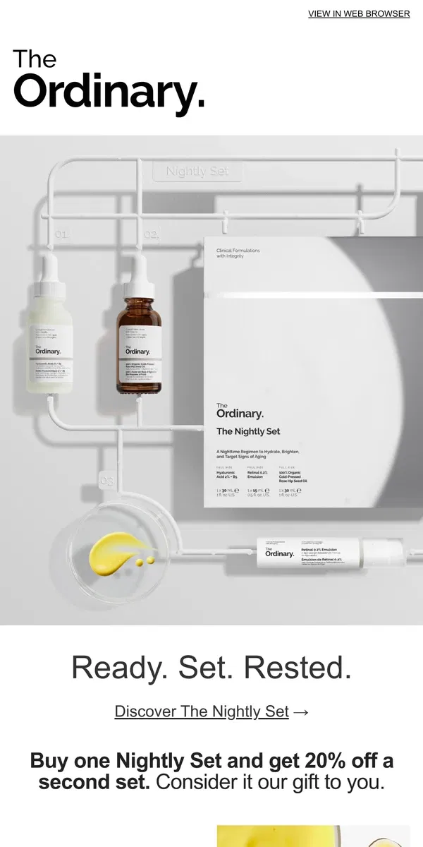 Email from The Ordinary. Skincare sets, made to share.