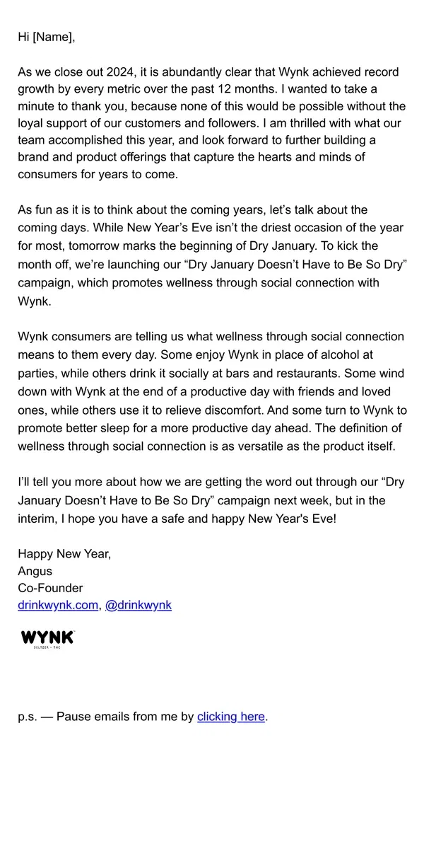 Email from WYNK. What a year – see you in '25