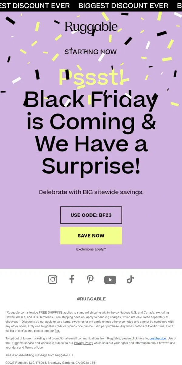 Email from Ruggable. Our Black Friday Sale Is HERE