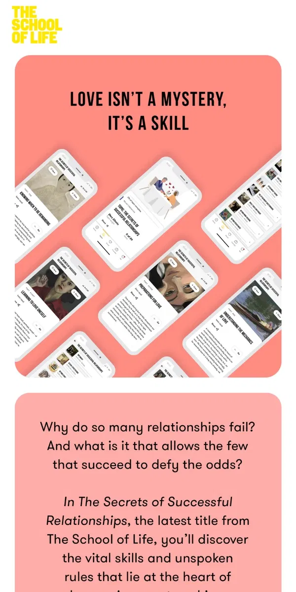 Email from The School of Life. Exclusive Early Access to our New Relationships Book