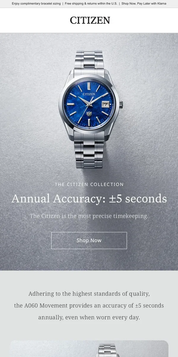 Email from Citizen Watch. The Pinnacle of Precision