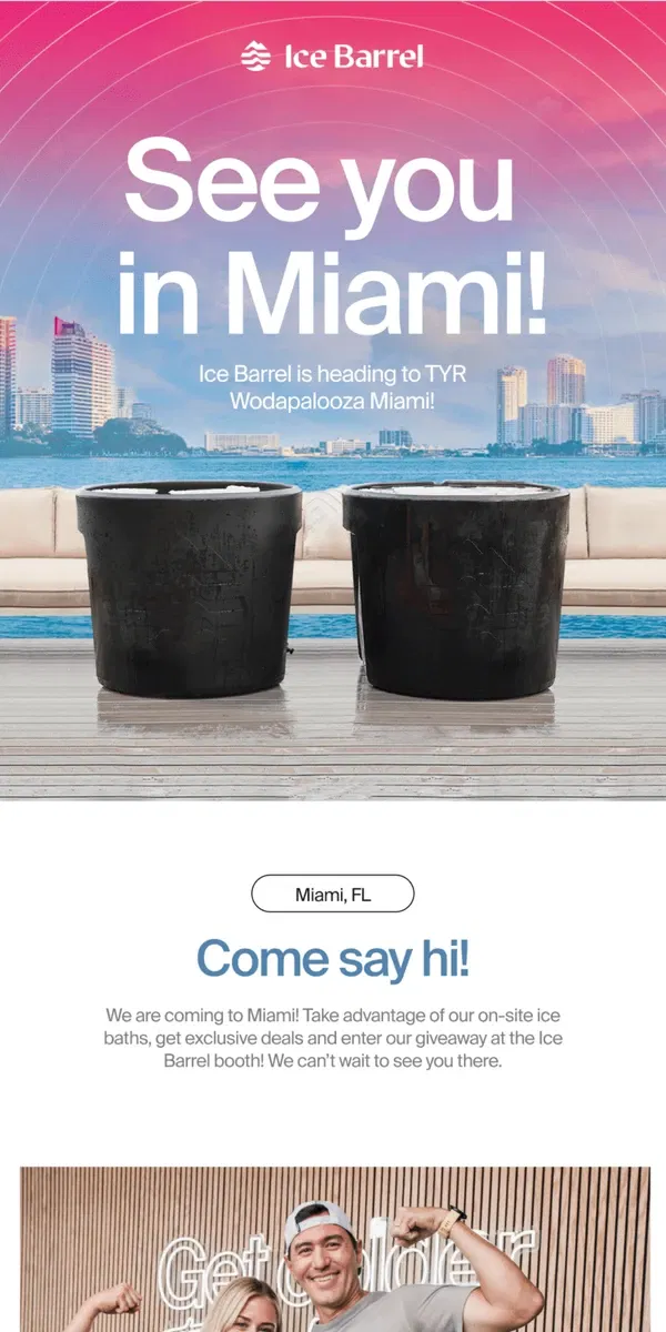 Email from Ice Barrel. Miami Ice: Team Ice Barrel is Headed to TYR WZA 2024