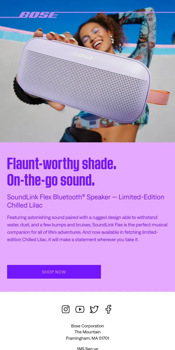 Email from Bose. 💜 SL Flex now available in limited-edition Lilac!