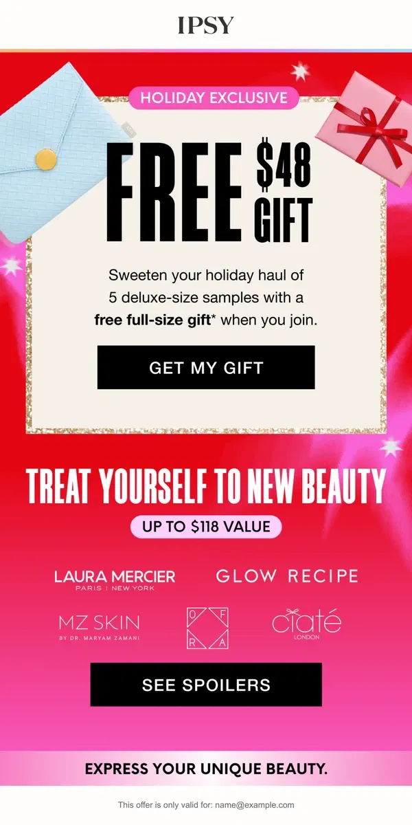 Email from BoxyCharm by IPSY. Sneak Peek Your Holiday Haul