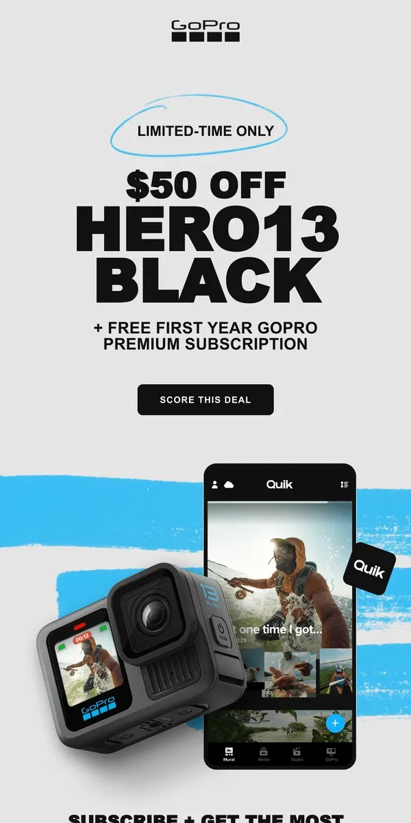 Email from GoPro. ⏰ Limited Time Offer - $50 Off HERO13 Black at GoPro.com!