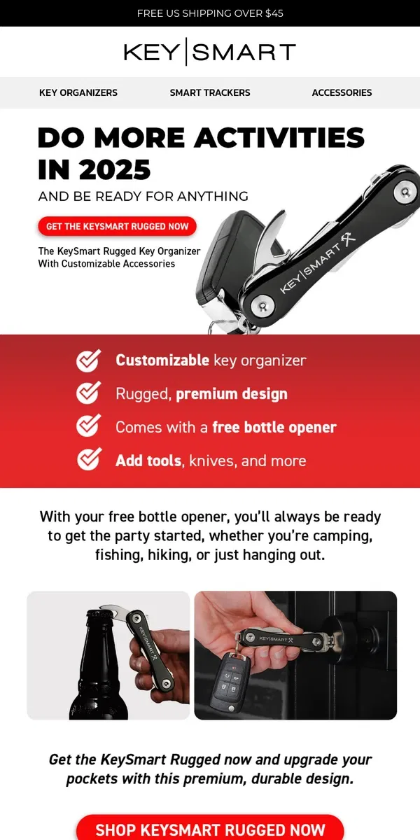 Email from KeySmart. Get out more 🏃 & get the party started 🍺 🍾