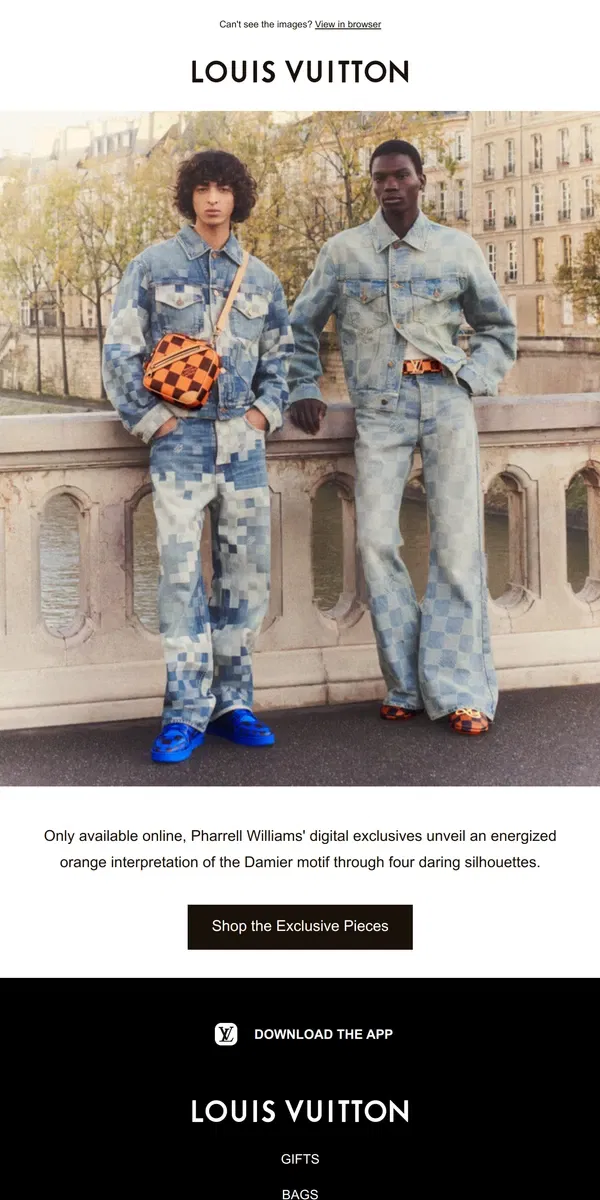 Email from Louis Vuitton. Digital Exclusives: Men's Spring-Summer 2024