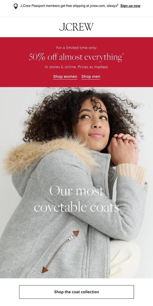 Email from J.Crew. Our favorite, forever-classic coats