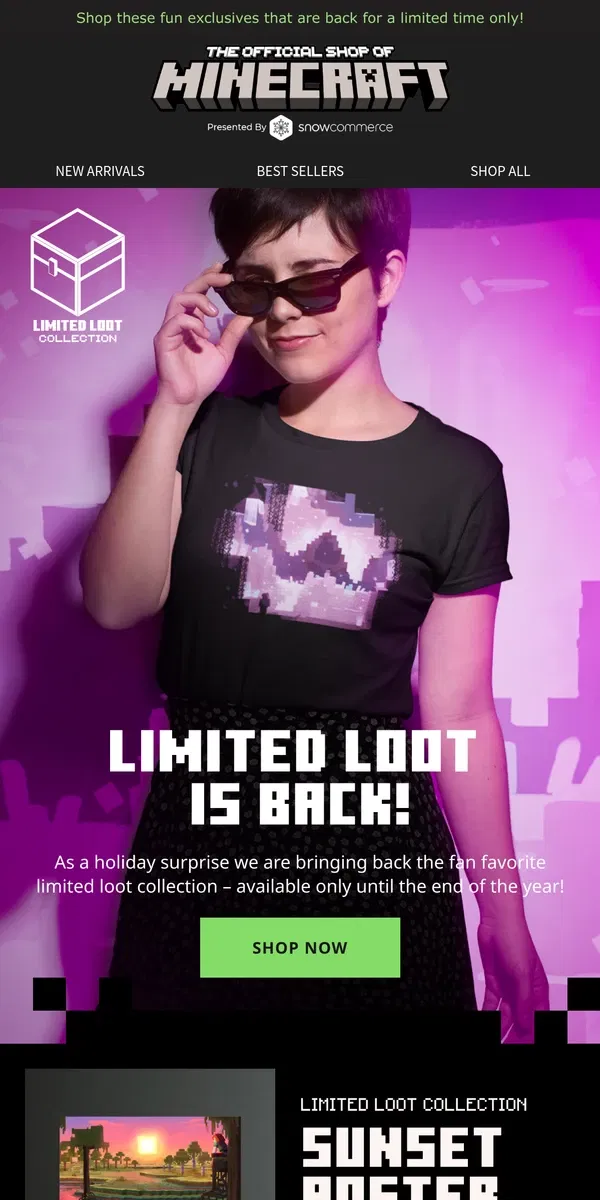 Email from Minecraft. The Rumors are True. Limited Loot Collection is Back!