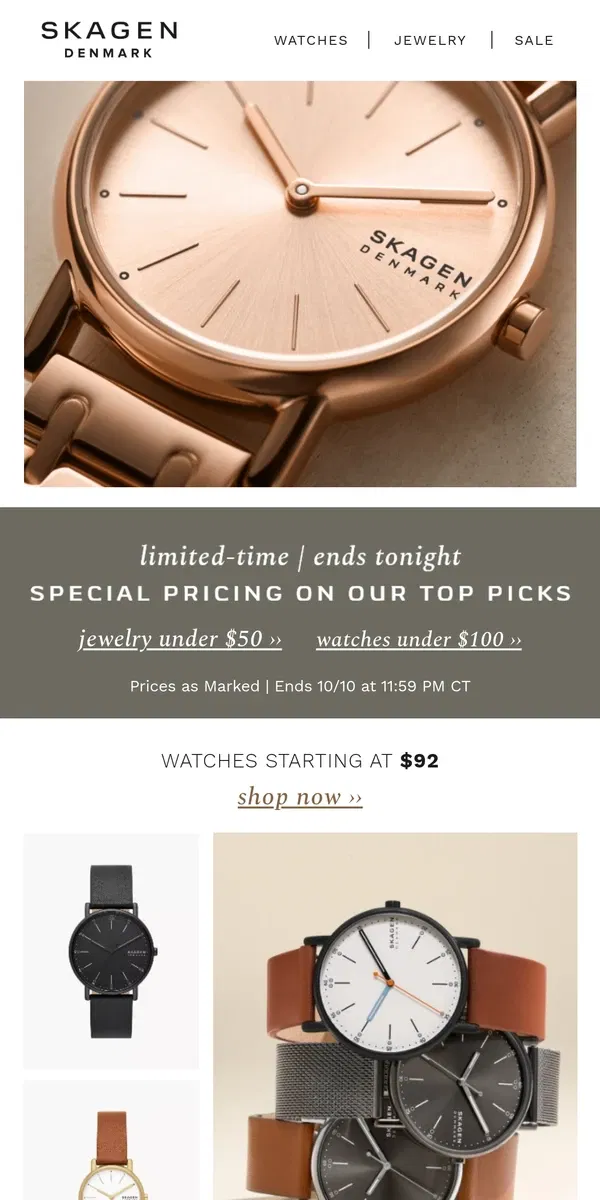 Email from Skagen. timing is everything—don't miss this special savings sale.