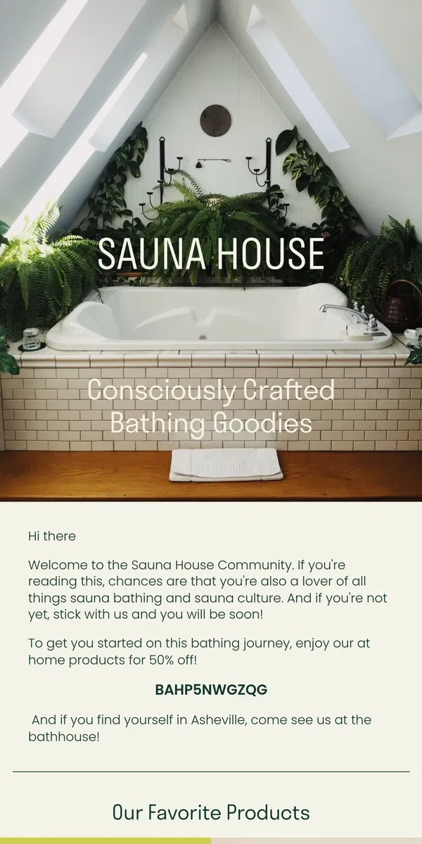 Email from Sauna House. Thanks for Joining the Sauna House Community! 🔥❄️