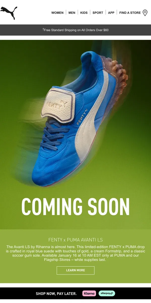 Email from Puma. New FENTY x PUMA Coming Soon