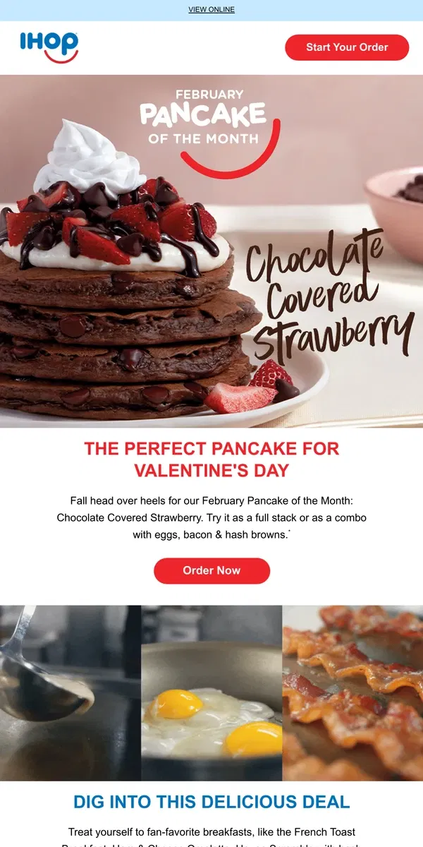 Email from IHOP. Meet the NEW Pancake of the Month🥞💘