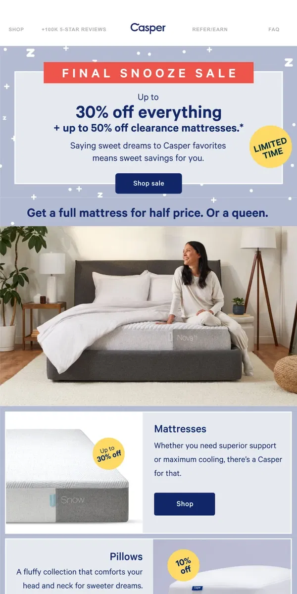 Email from Casper. These savings are so good we can’t sleep.