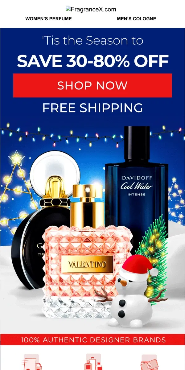 Email from FragranceX. 'Tis the Season to Save