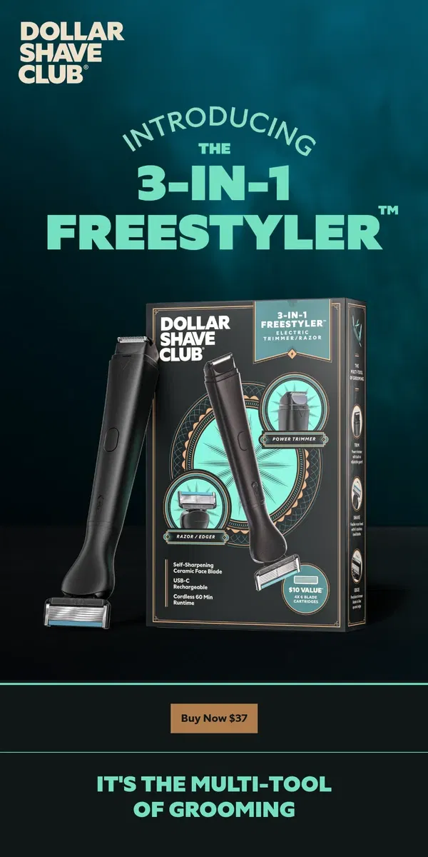 Email from Dollar Shave Club. New electric grooming