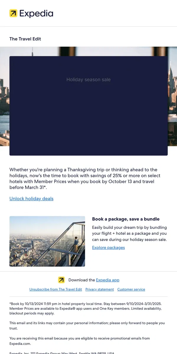 Email from Expedia. 25% off or more—starts now