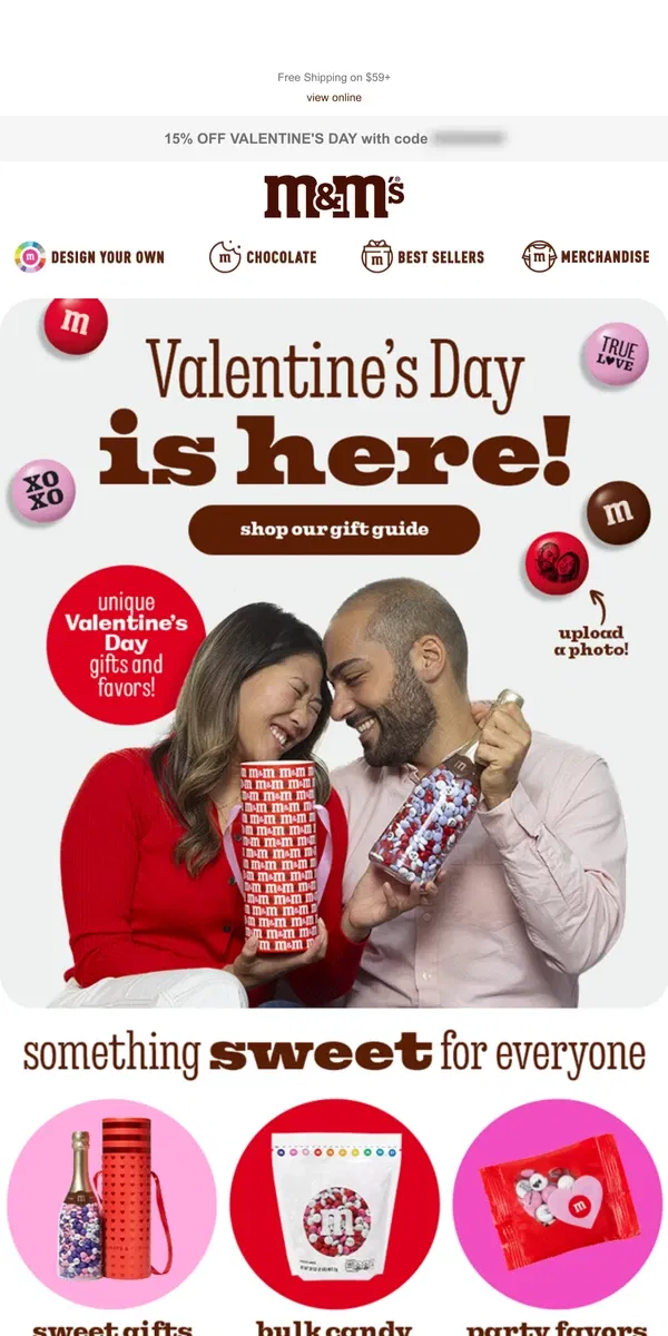 Email from M&M's. 💘 Cupid's Gift Guide Awaits!