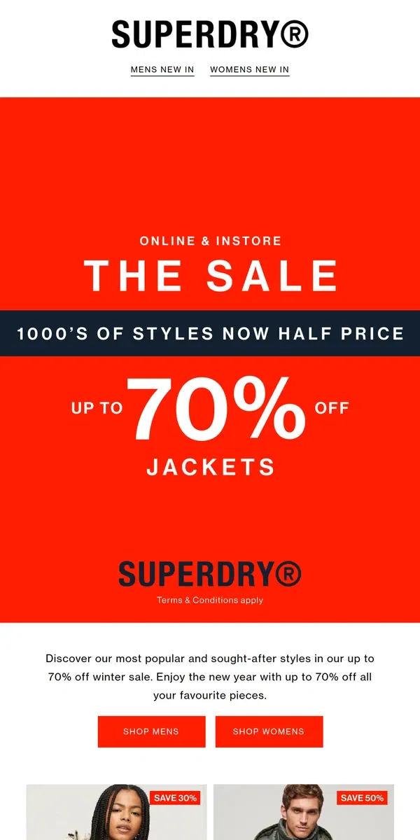 Email from Superdry. Sale Stars ⭐ Up To 70% Off!