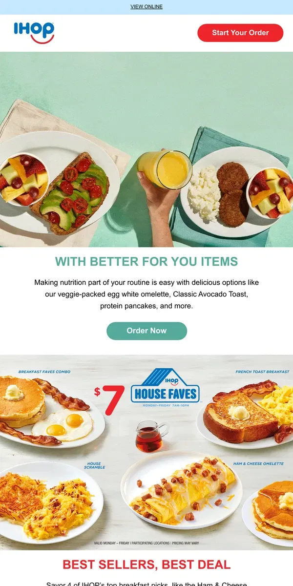 Email from IHOP. 🥑Stick to Your Goals with Healthy Favorites