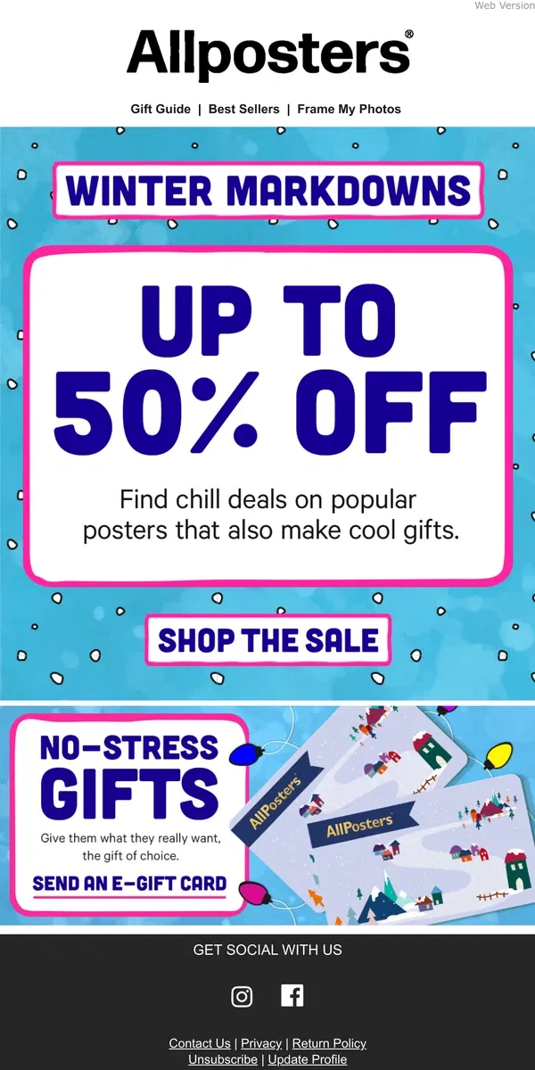 Email from AllPosters. 50% Off Posters?! What a deal!