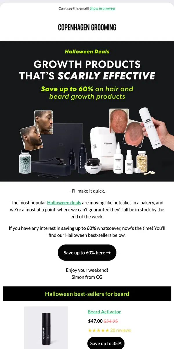 Email from Copenhagen Grooming. This is scary good, !